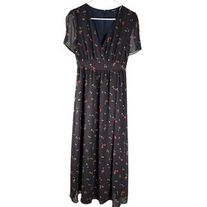Madewell Maxi Dress Women's 0 Black‎ Floral Tulip Sweet Blossom Career Church